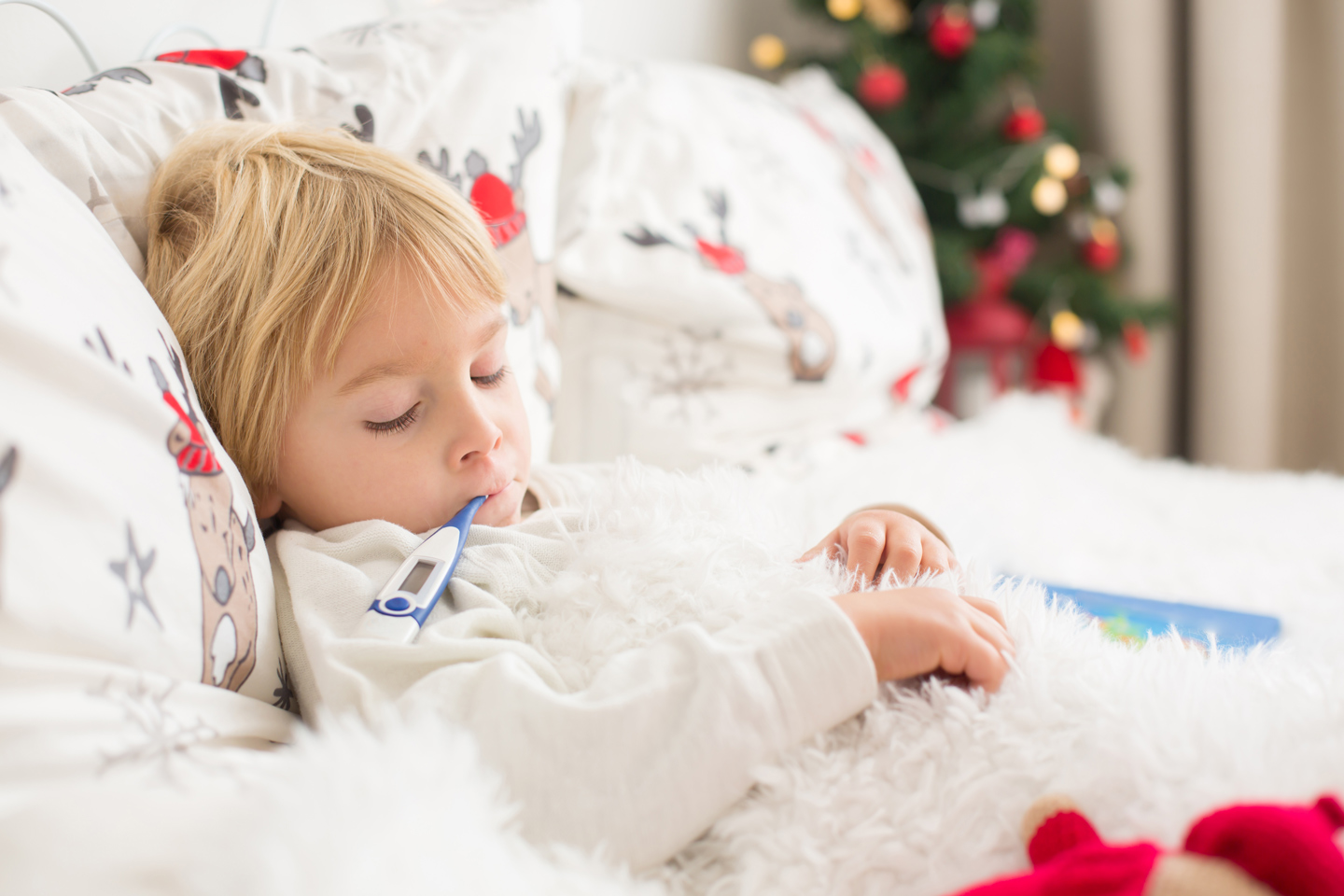 Young child with RSV during the holidays